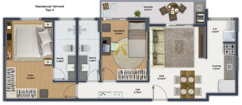 Apartamento, 2 quartos, 67 m² - Foto 3