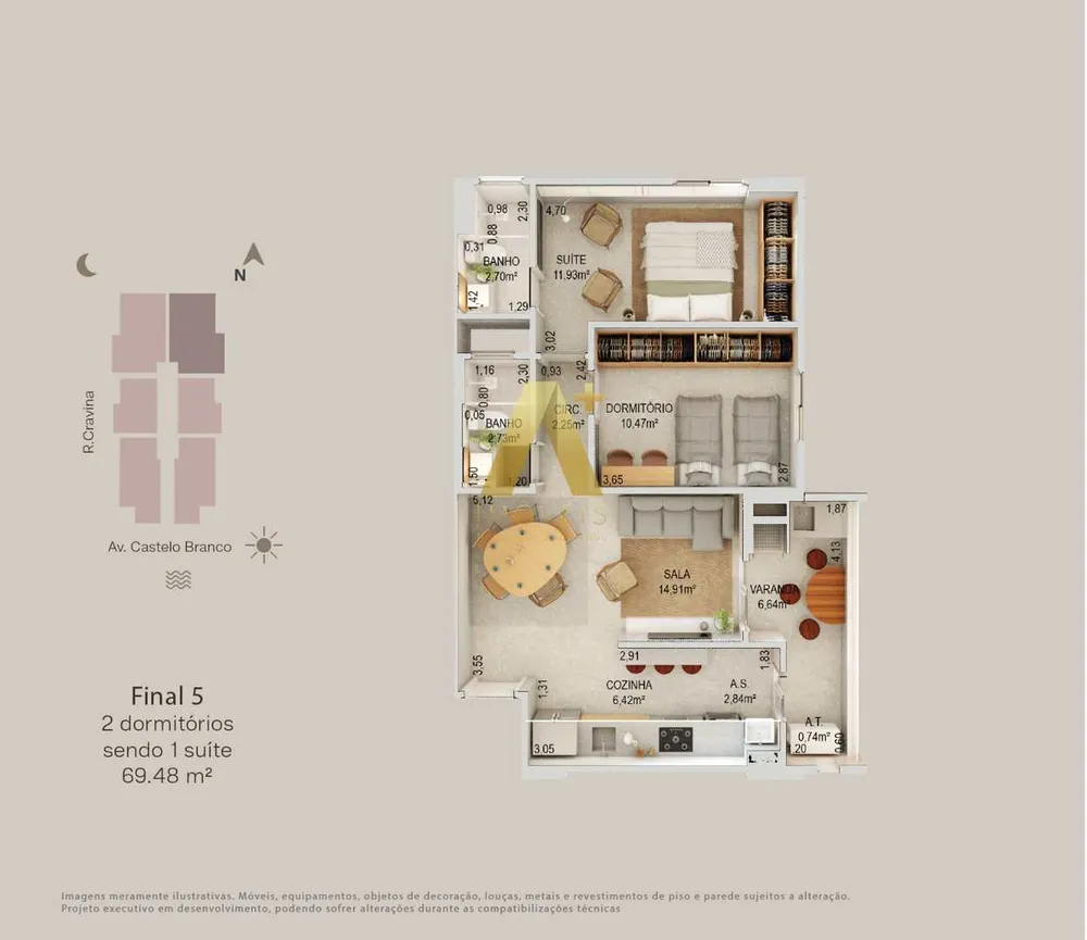 Apartamento, 2 quartos, 69 m² - Foto 8