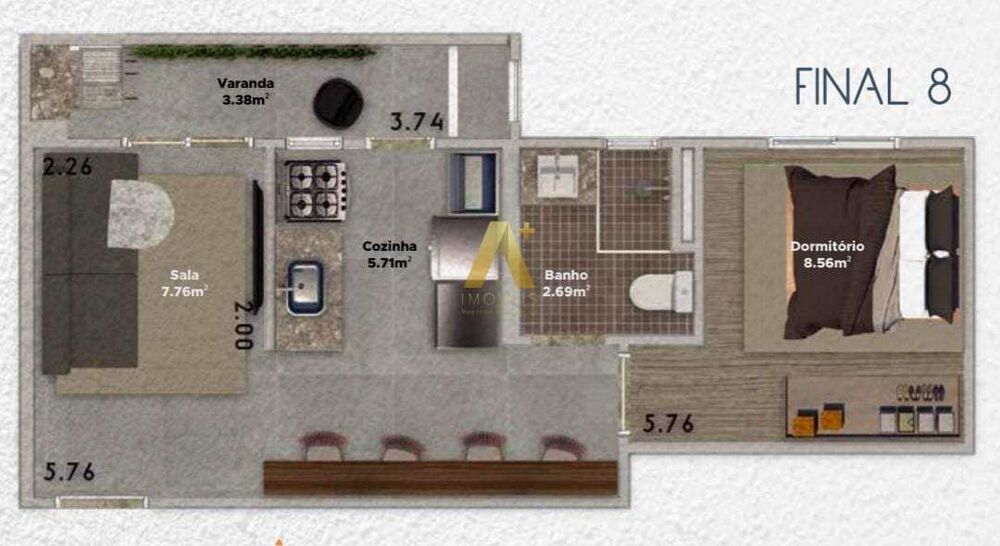 Apartamento, 1 quarto, 37 m² - Foto 2