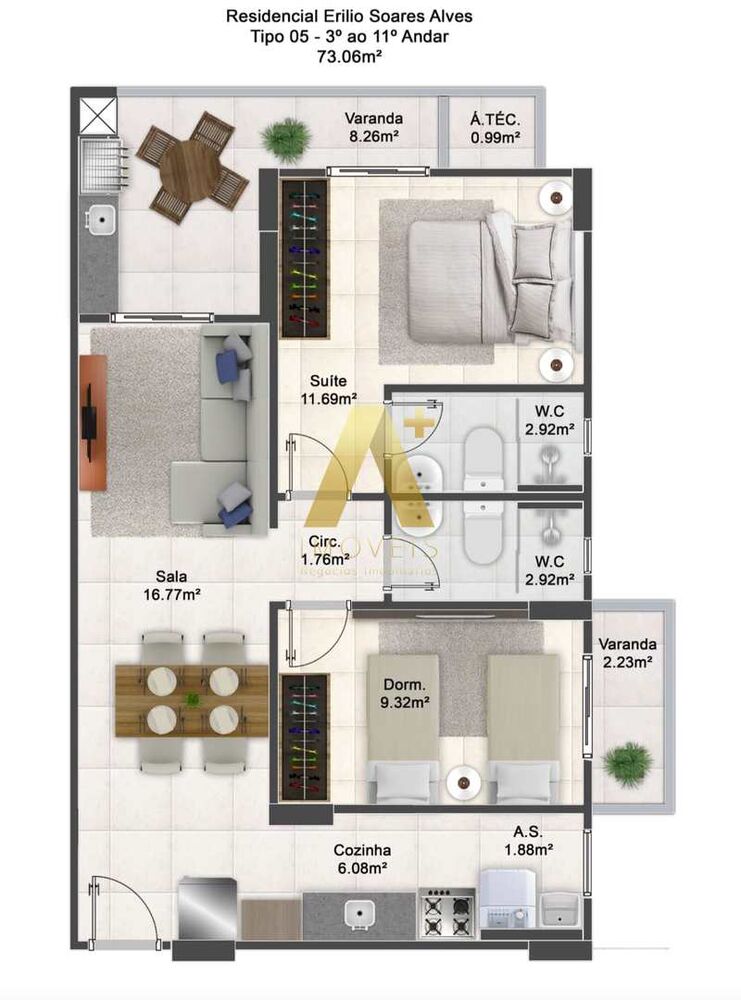 Apartamento, 2 quartos, 73 m² - Foto 4