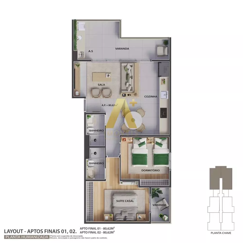 Apartamento à venda com 2 quartos, 80m² - Foto 9