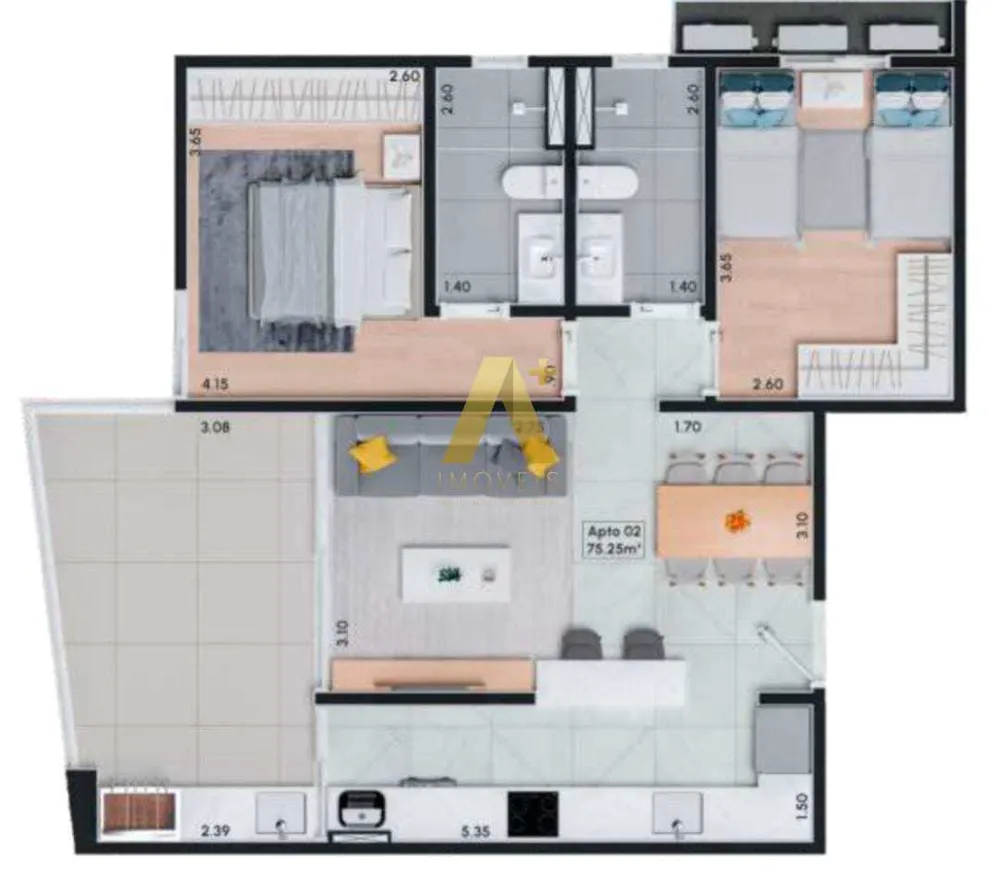 Apartamento, 2 quartos, 75 m² - Foto 7