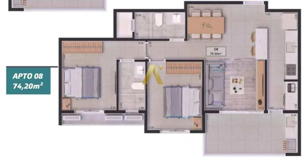 Apartamento, 2 quartos, 74 m² - Foto 6