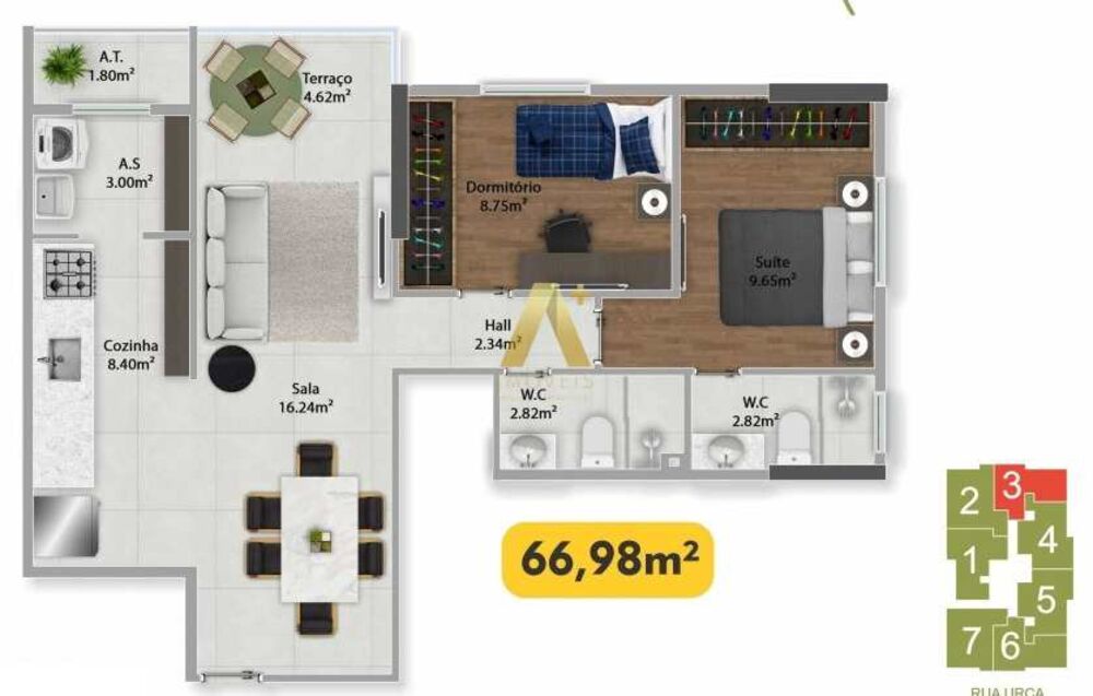 Apartamento, 2 quartos, 66 m² - Foto 3