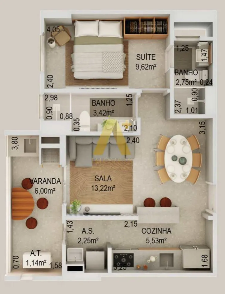 Apartamento, 1 quarto, 52 m² - Foto 7