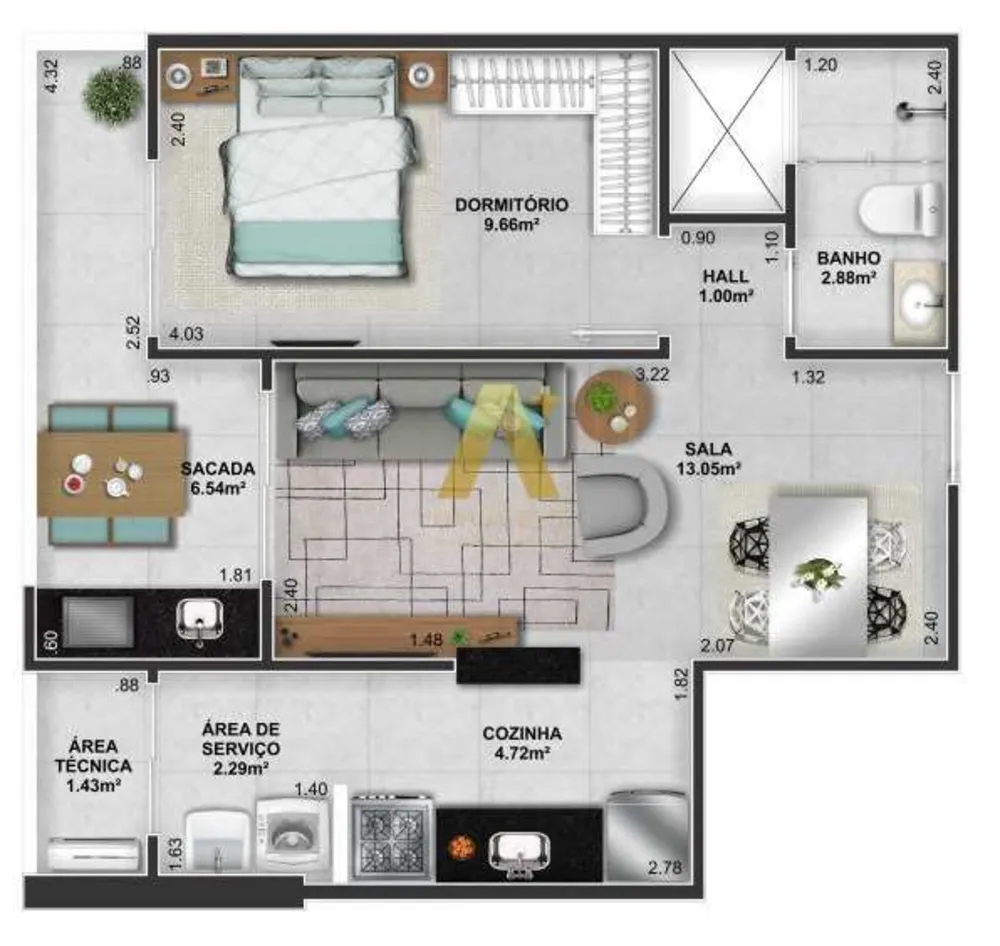Apartamento, 1 quarto, 47 m² - Foto 5
