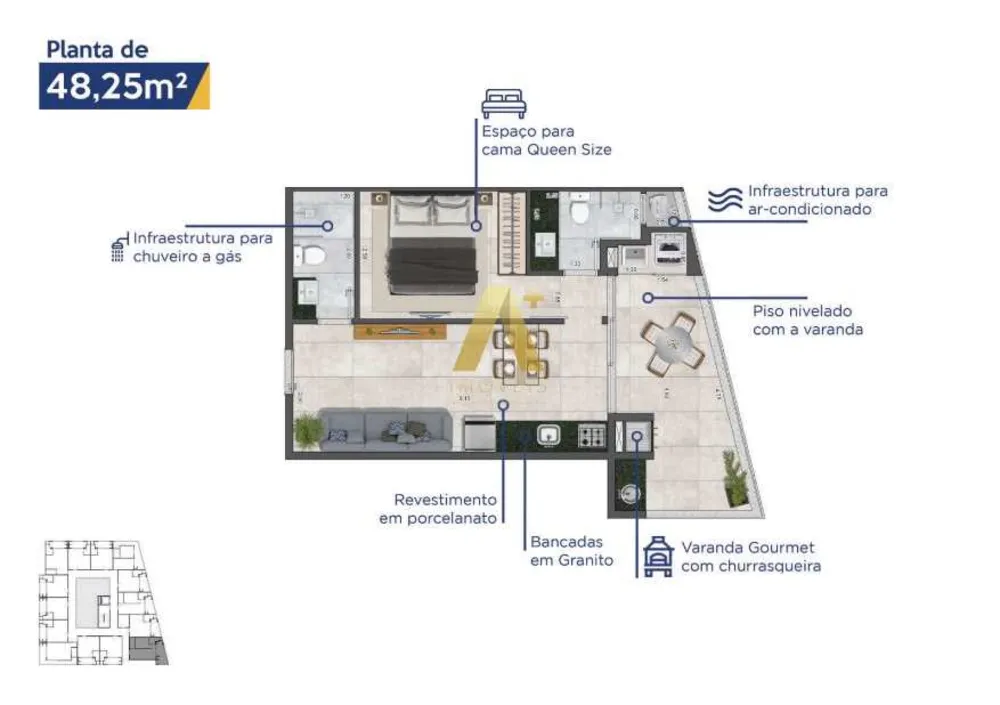 Apartamento, 1 quarto, 48 m² - Foto 7