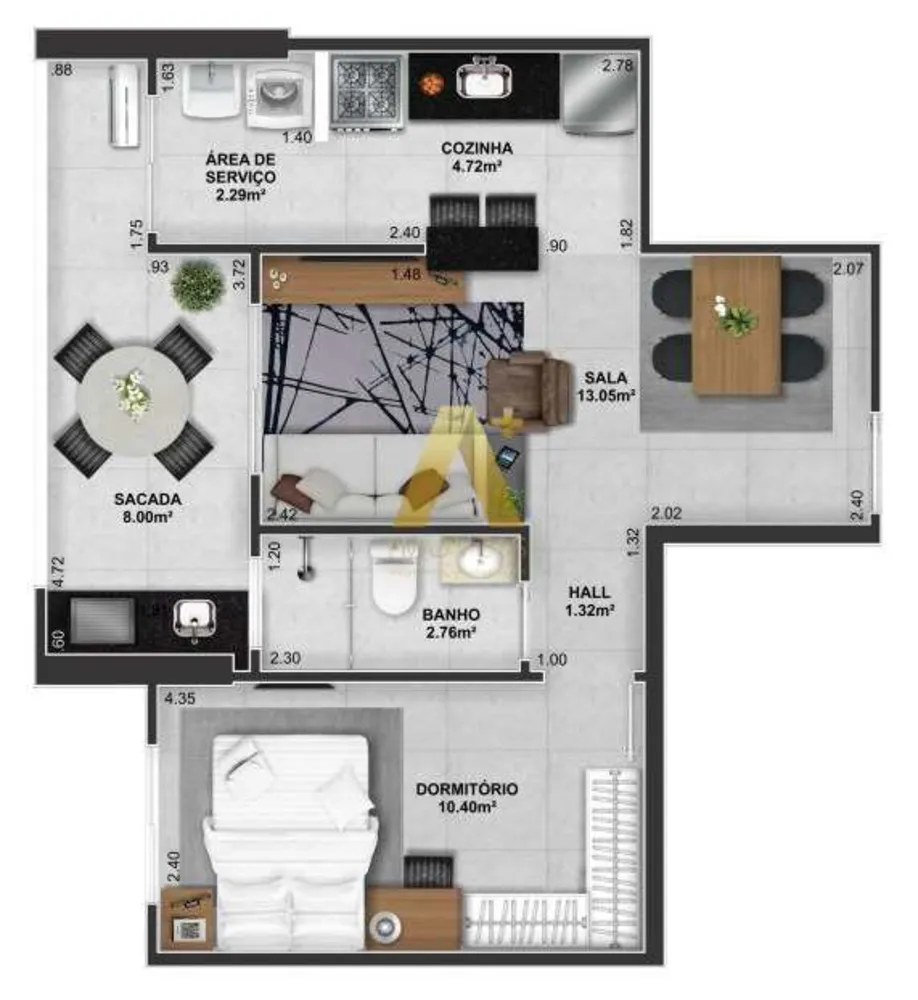 Apartamento, 1 quarto, 48 m² - Foto 2