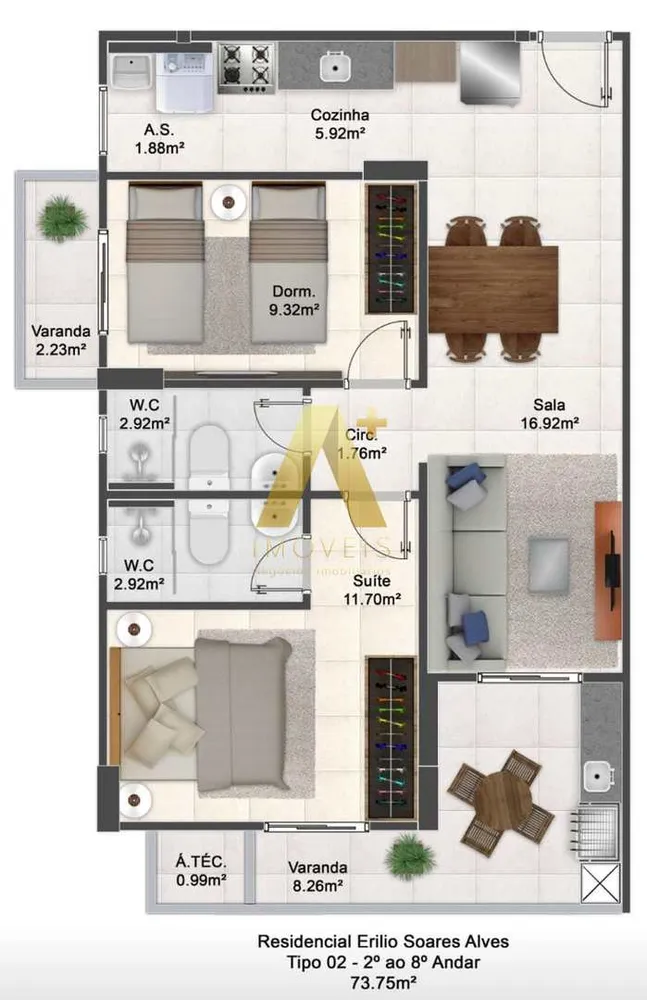 Apartamento, 2 quartos, 80 m² - Foto 8