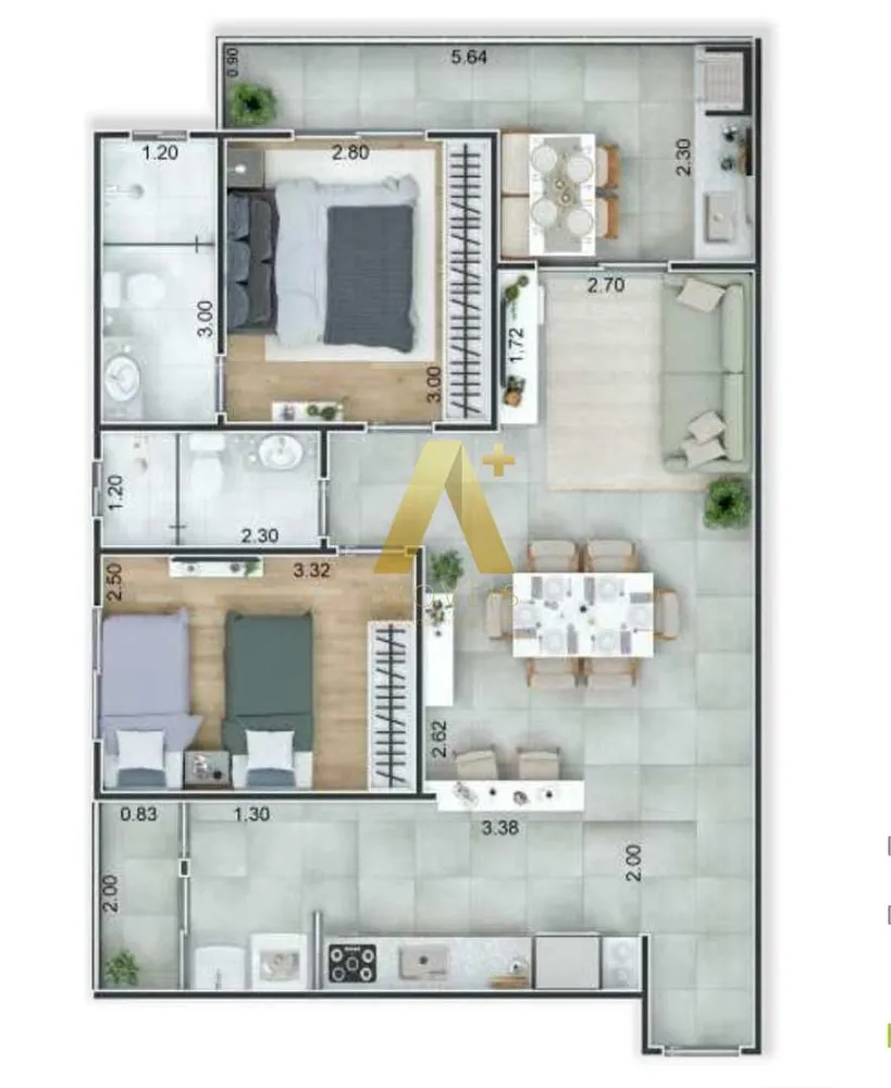 Apartamento, 2 quartos, 72 m² - Foto 2