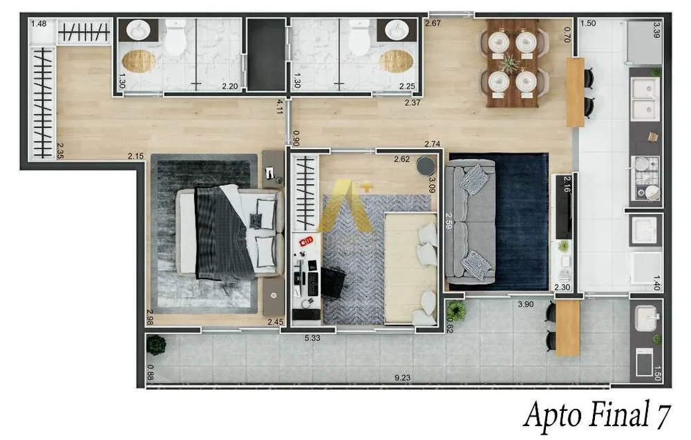 Apartamento, 2 quartos, 69 m² - Foto 8