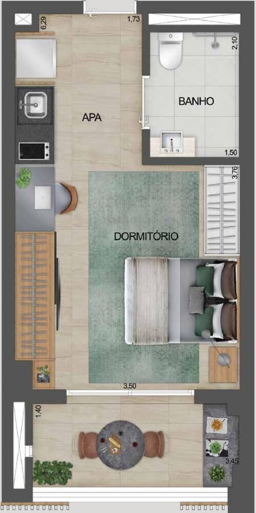 Apartamento, 1 quarto, 33 m² - Foto 1