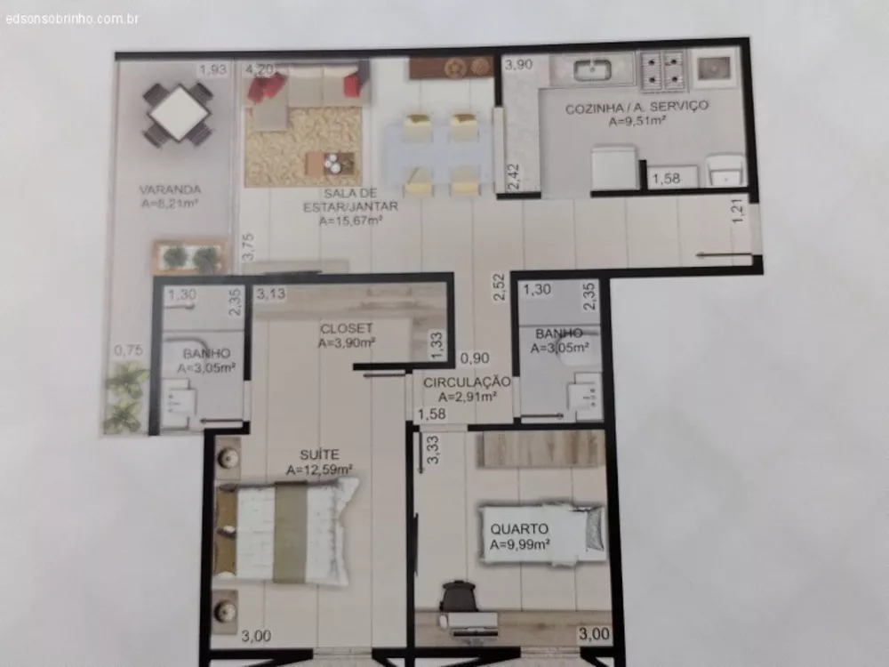 Apartamento à venda com 2 quartos, 84m² - Foto 3