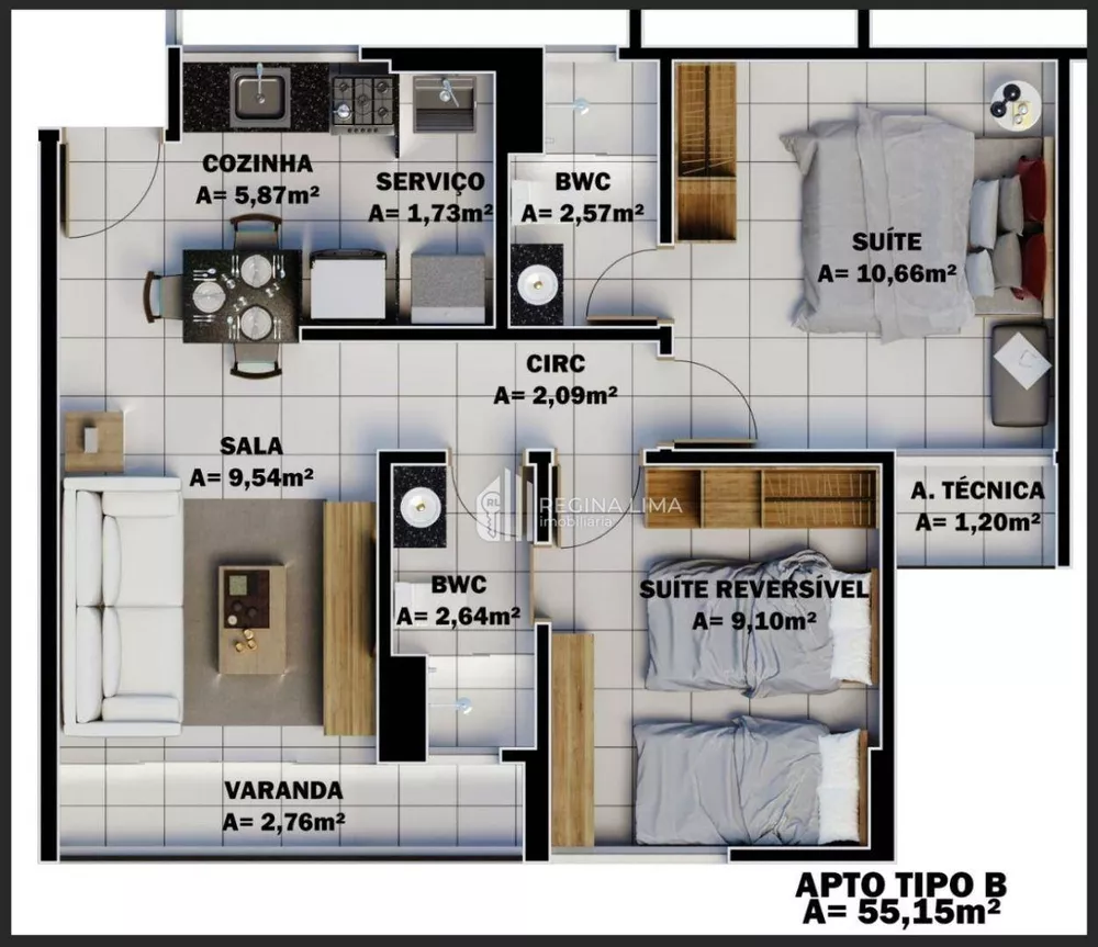 Apartamento, 2 quartos, 55 m² - Foto 5