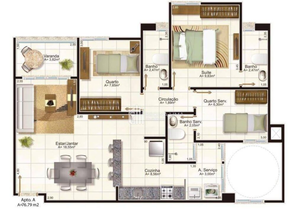 Apartamento, 3 quartos, 76 m² - Foto 3