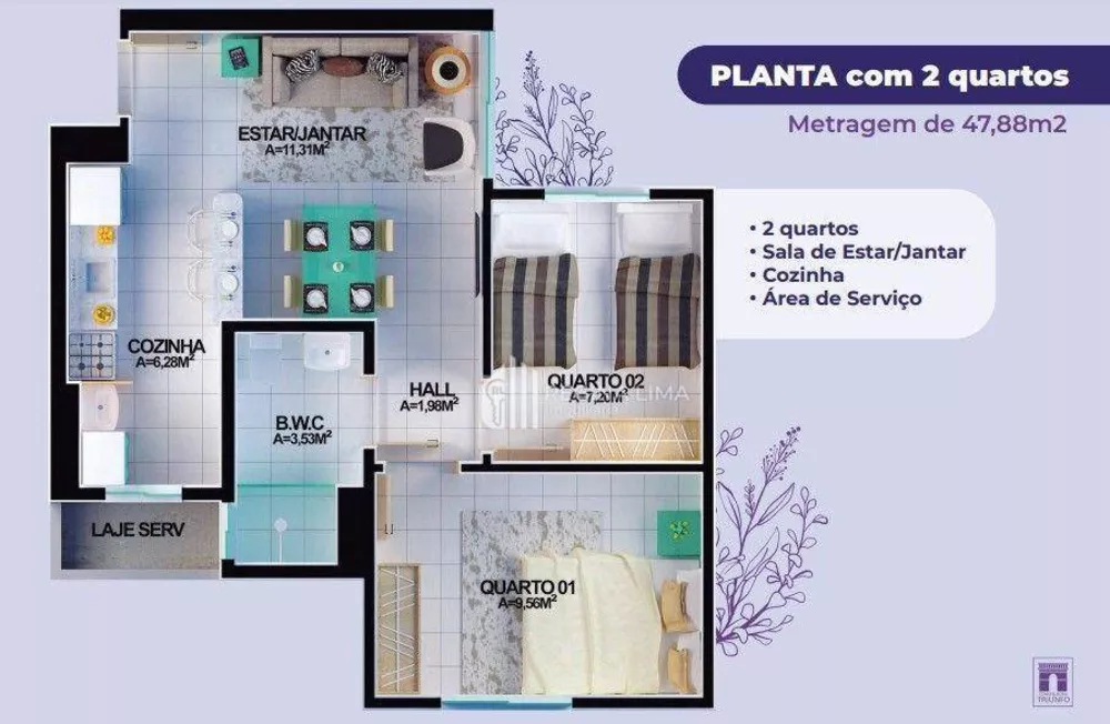 Apartamento, 2 quartos, 47 m² - Foto 1