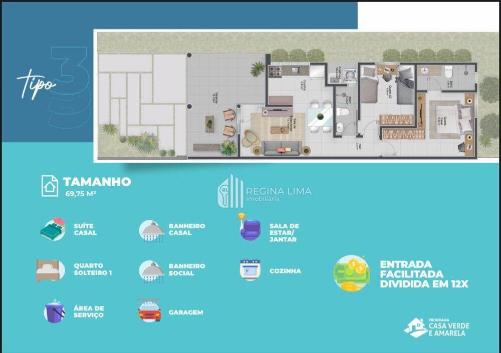 Casa, 3 quartos, 69 m² - Foto 2