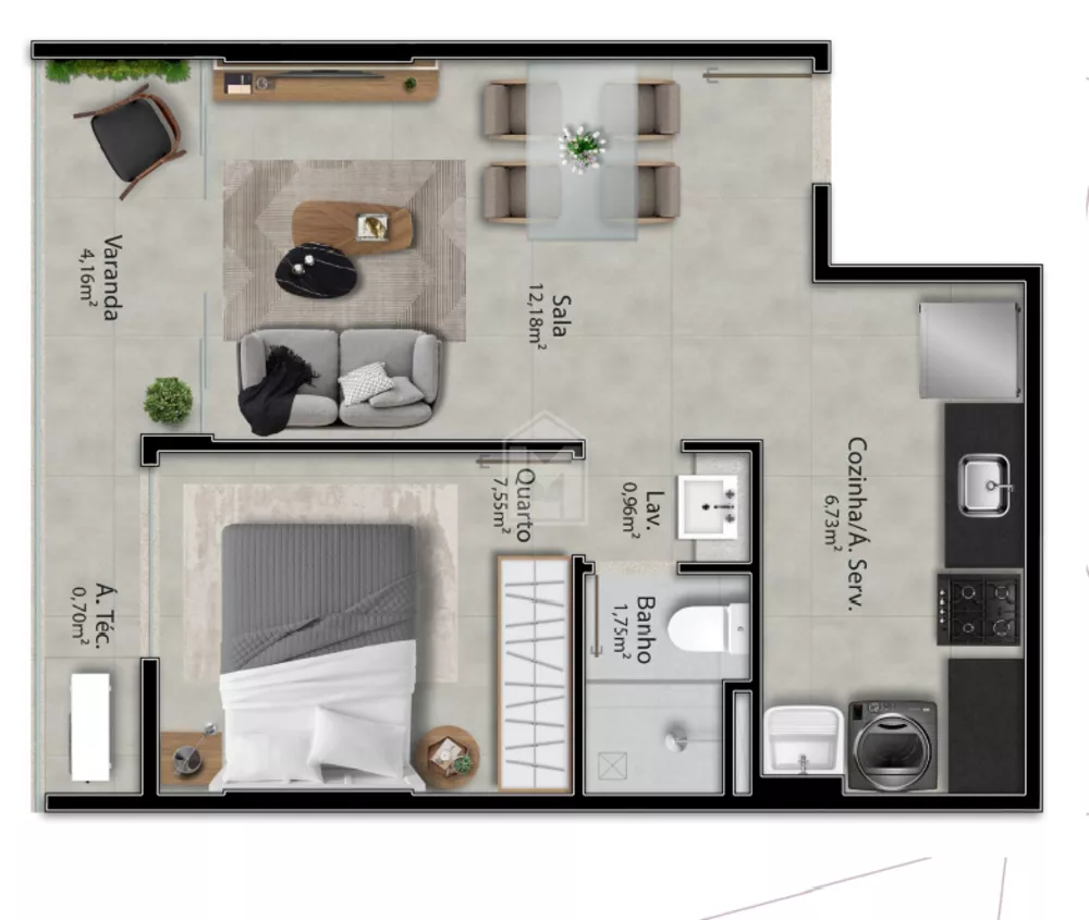 Apartamento à venda com 1 quarto, 38m² - Foto 2