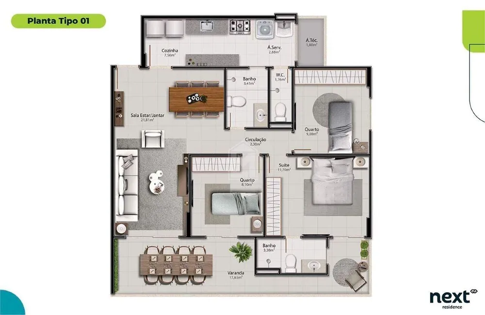 Apartamento, 3 quartos, 98 m² - Foto 8