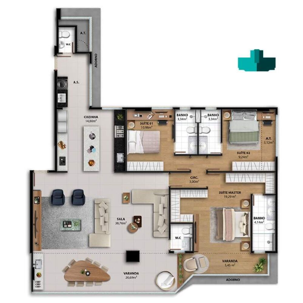 Apartamento, 4 quartos, 162 m² - Foto 4