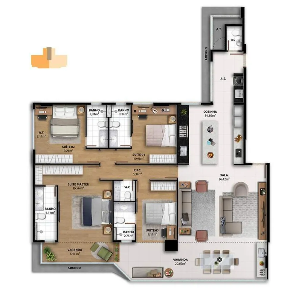 Apartamento, 4 quartos, 162 m² - Foto 16