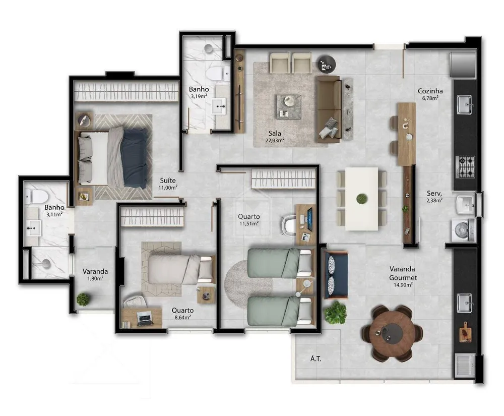 Apartamento, 3 quartos, 93 m² - Foto 18