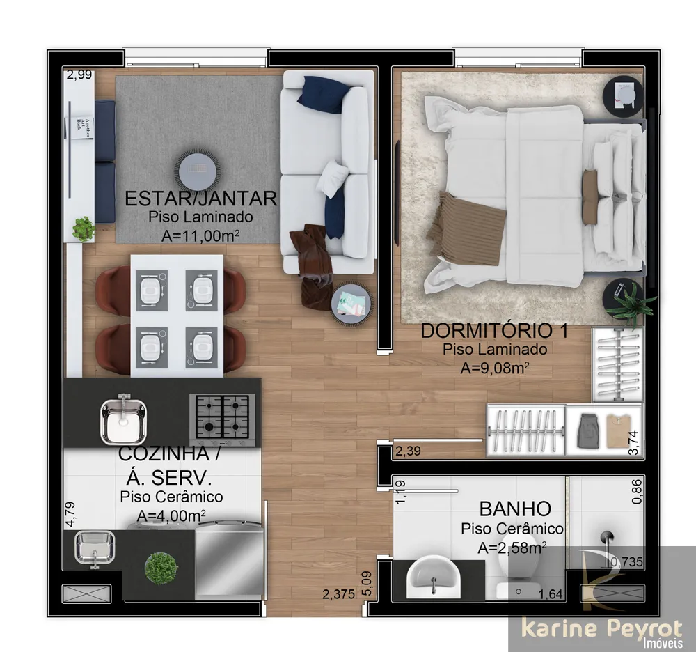 Apartamento, 2 quartos, 46 m² - Foto 3