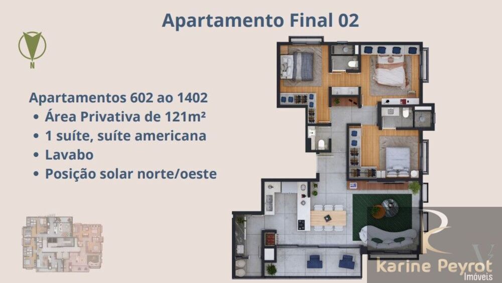 Apartamento, 3 quartos, 121 m² - Foto 2