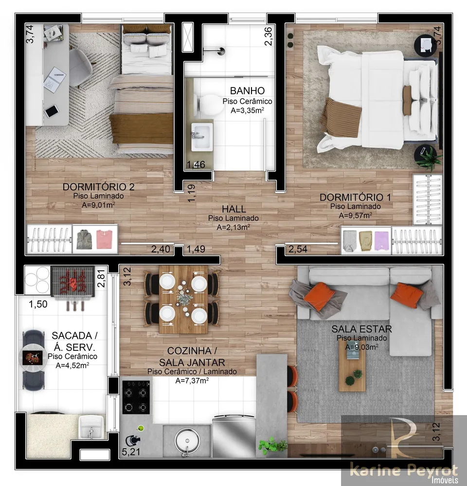 Apartamento, 2 quartos, 50 m² - Foto 7