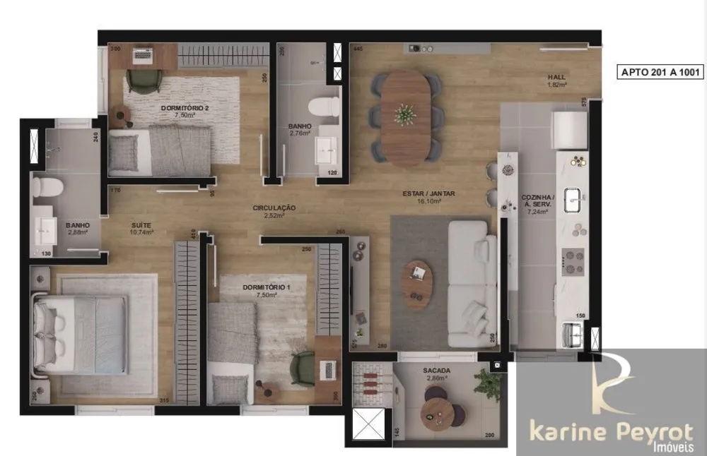 Apartamento, 3 quartos, 74 m² - Foto 2
