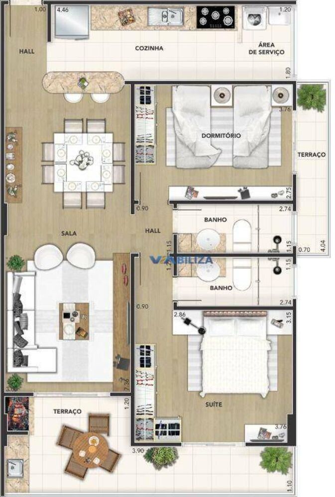 Apartamento, 2 quartos, 87 m² - Foto 2