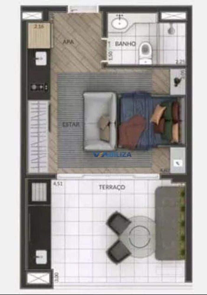 Kitnet-Studio, 39 m² - Foto 3