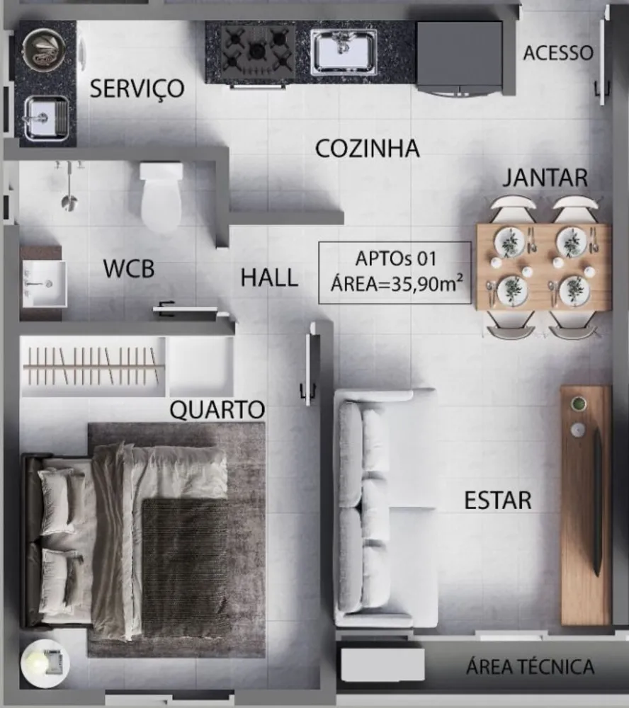 Apartamento, 1 quarto, 35 m² - Foto 8