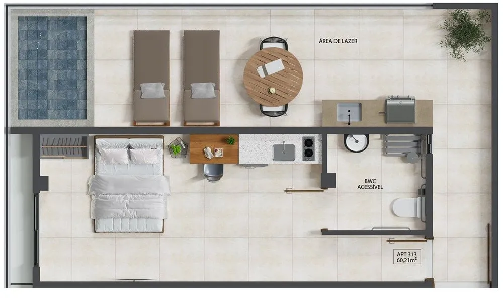 Flat/Apart Hotel, 1 quarto, 27 m² - Foto 3