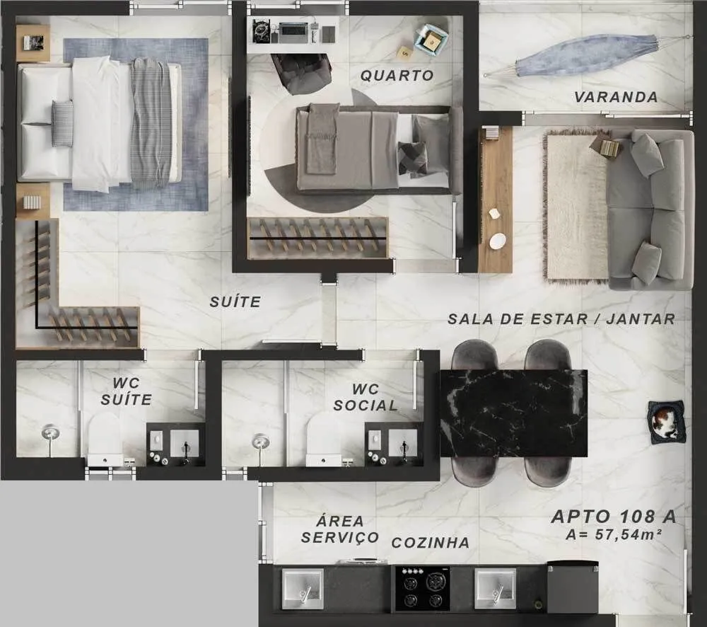 Apartamento, 1 quarto, 36 m² - Foto 1
