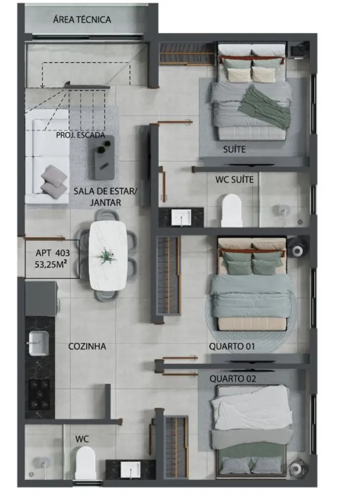 Apartamento, 3 quartos, 65 m² - Foto 1