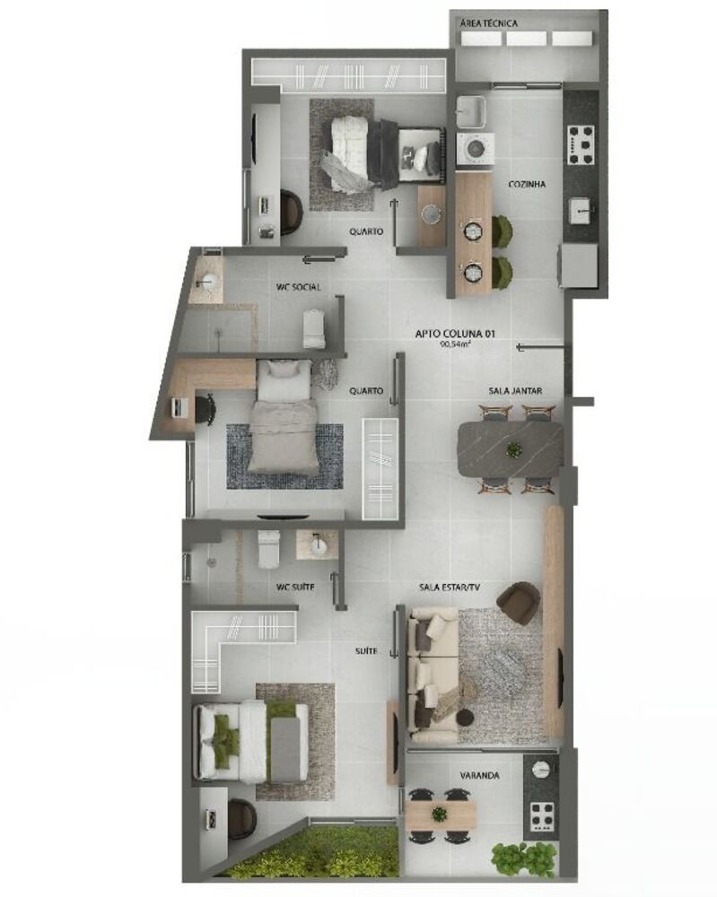 Apartamento à venda com 3 quartos, 88m² - Foto 1