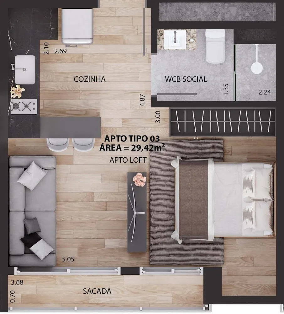 Flat/Apart Hotel, 1 quarto, 30 m² - Foto 15