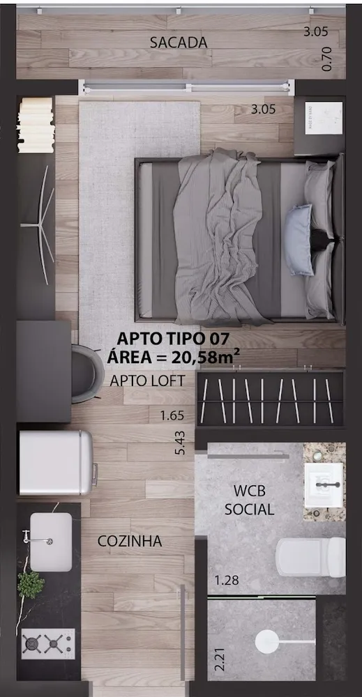 Flat/Apart Hotel, 1 quarto, 30 m² - Foto 16