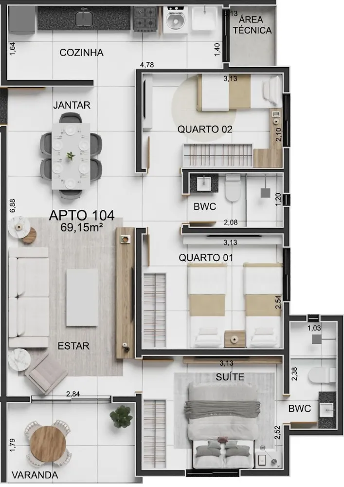 Apartamento, 3 quartos, 71 m² - Foto 10