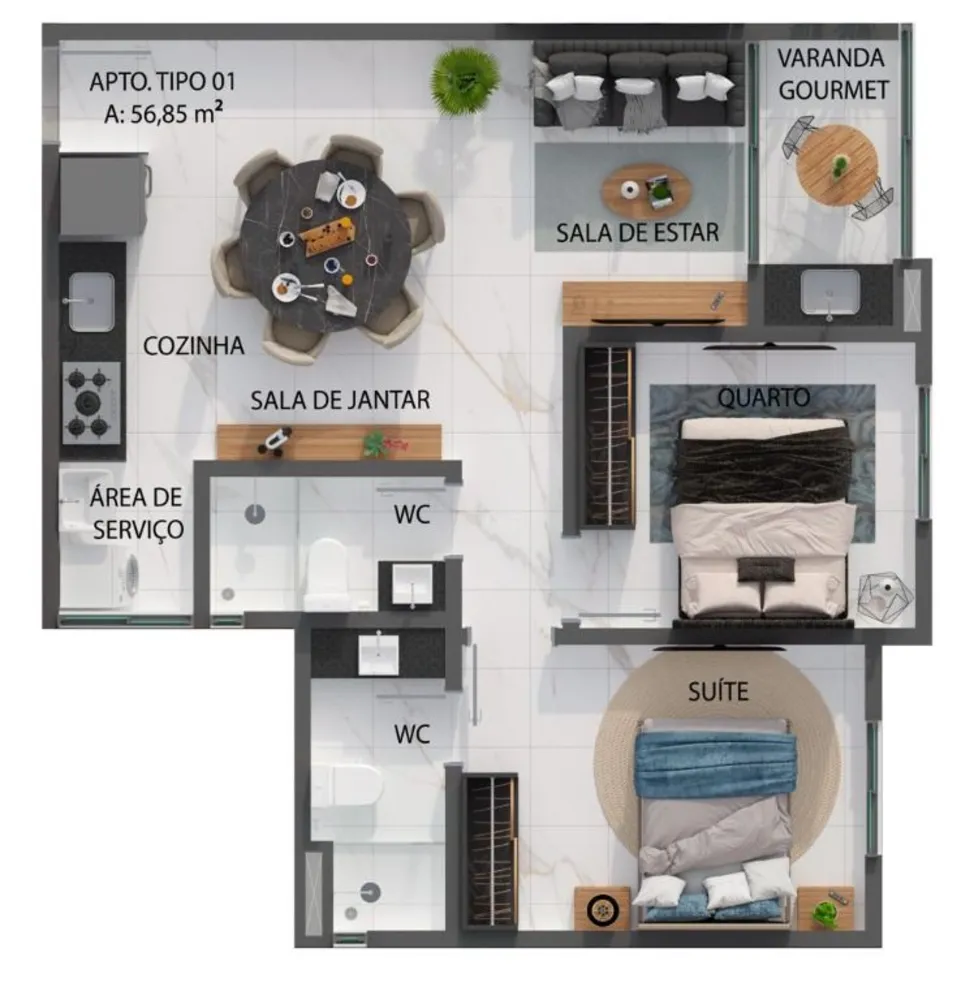 Apartamento, 2 quartos, 56 m² - Foto 12