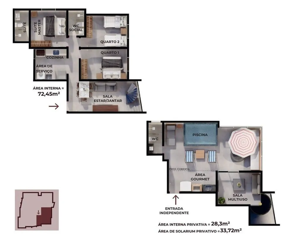 Cobertura, 2 quartos, 110 m² - Foto 9