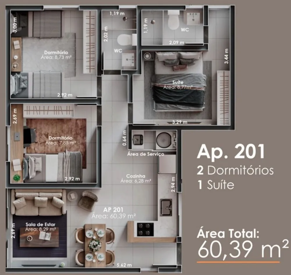 Apartamento, 3 quartos, 60 m² - Foto 6
