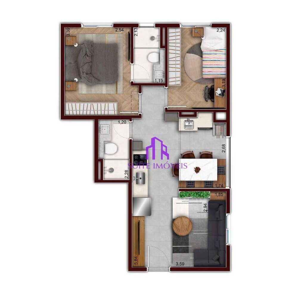 Apartamento, 2 quartos, 43 m² - Foto 3