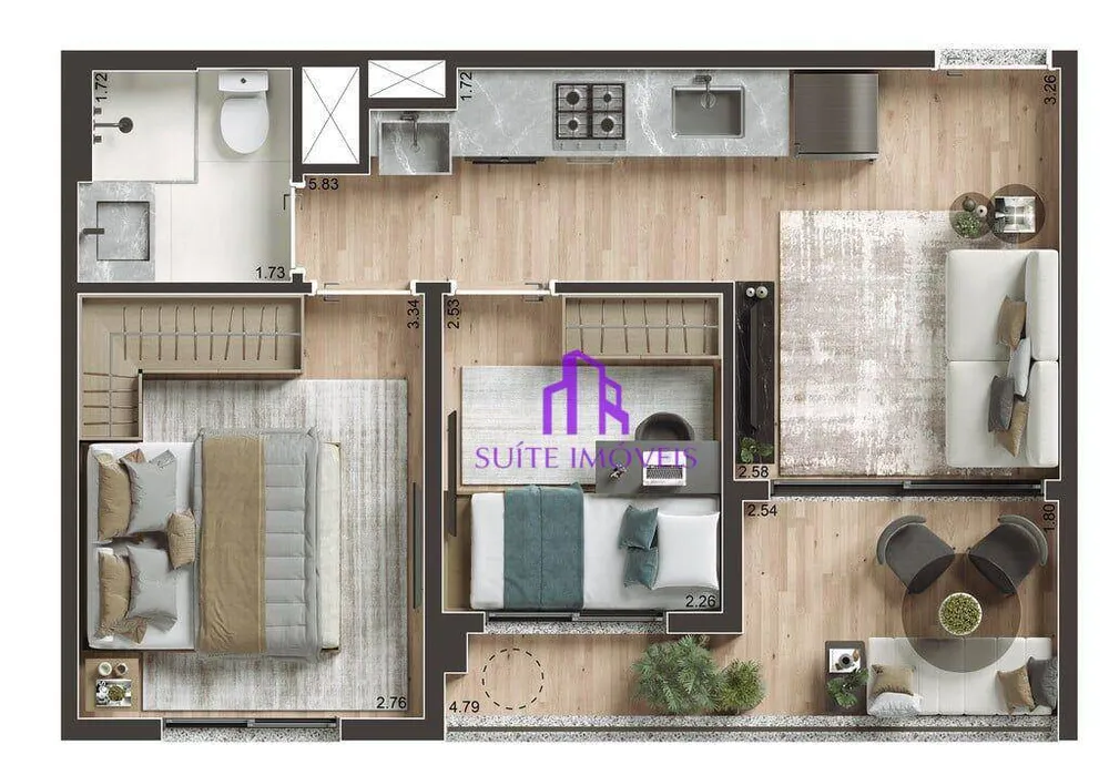 Apartamento, 2 quartos, 39 m² - Foto 1