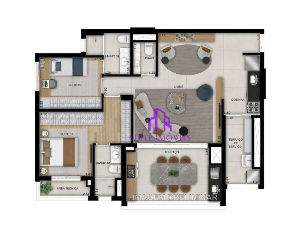 Apartamento, 2 quartos, 68 m² - Foto 2