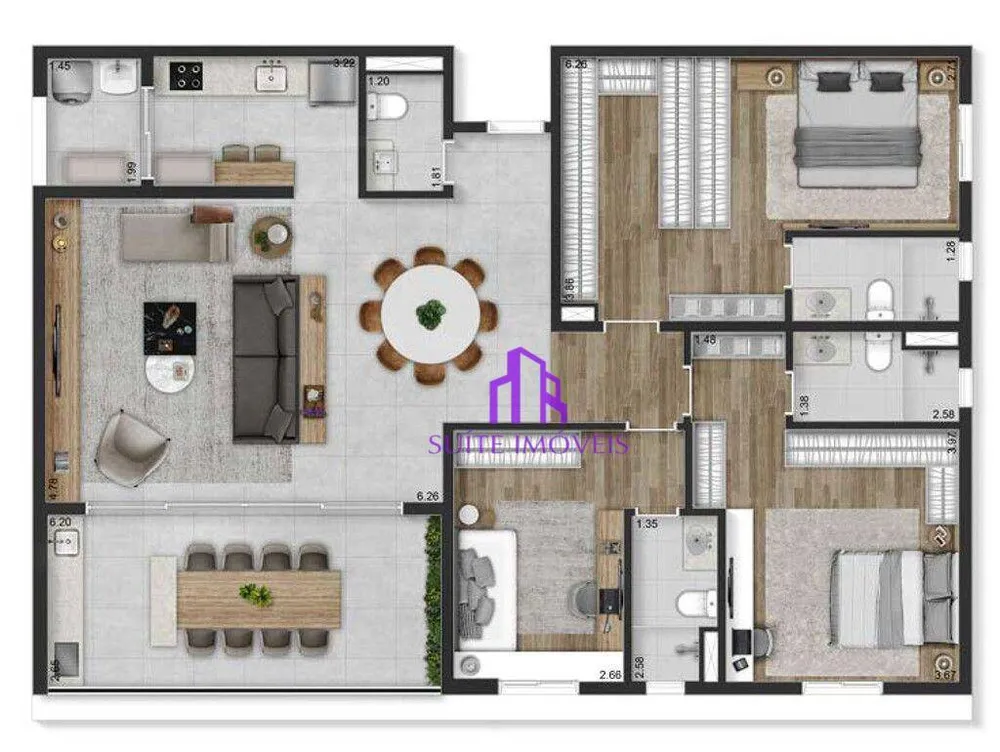 Apartamento, 3 quartos, 96 m² - Foto 3