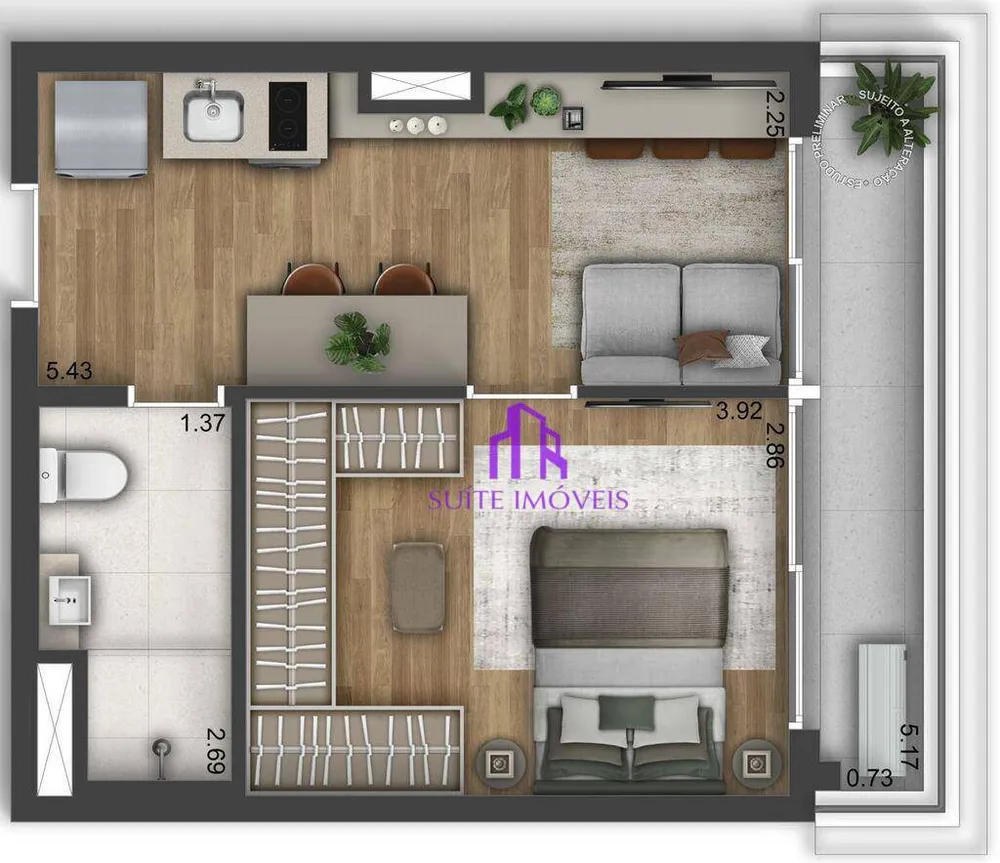 Apartamento, 1 quarto, 33 m² - Foto 1