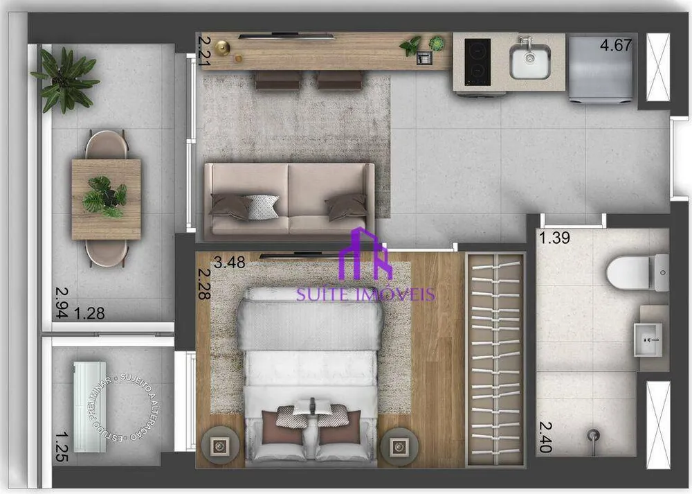 Apartamento, 1 quarto, 33 m² - Foto 2