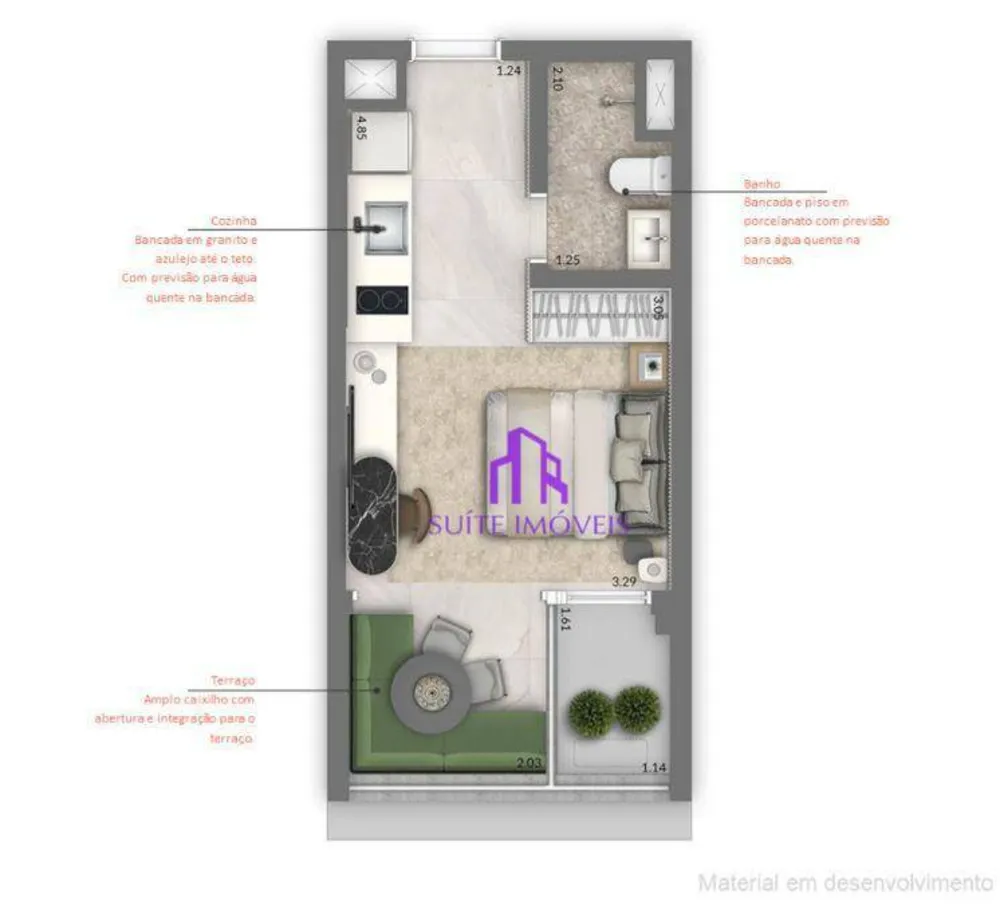 Kitnet-Studio, 30 m² - Foto 1